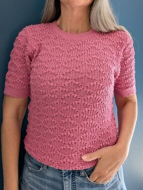 vintage PINK POPCORN SWEATER tee S M